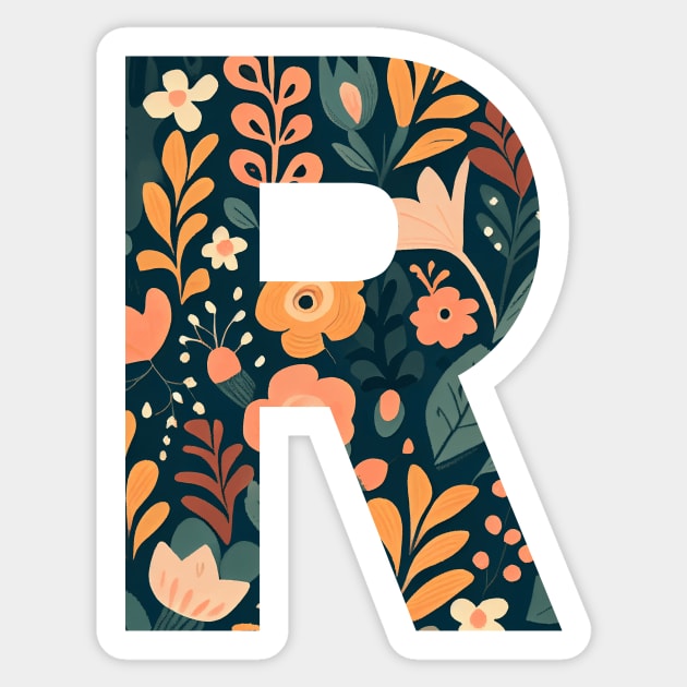 Whimsical Floral Letter R Sticker by BotanicalWoe